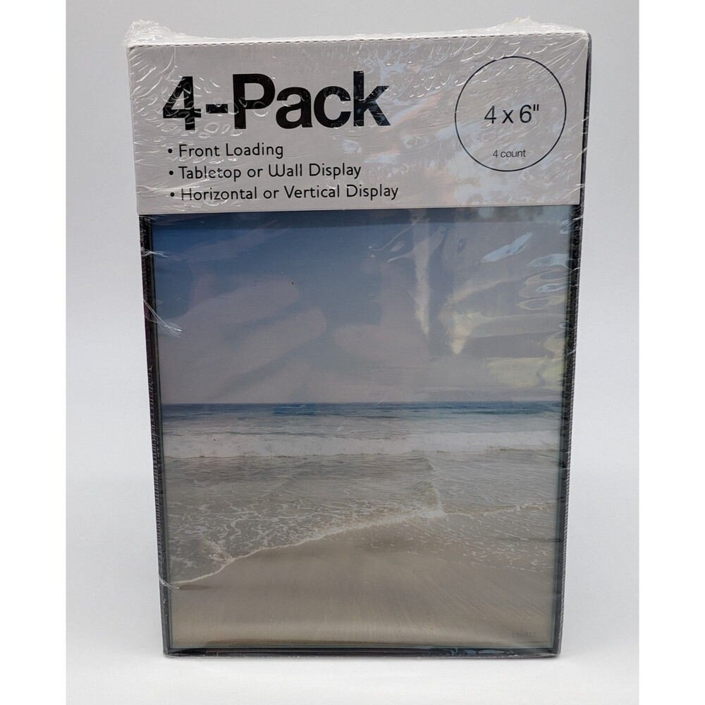 Set Of 4 MCS Industries 4 X 6 Black Picture Frames Front Loading Tabletop Wall
